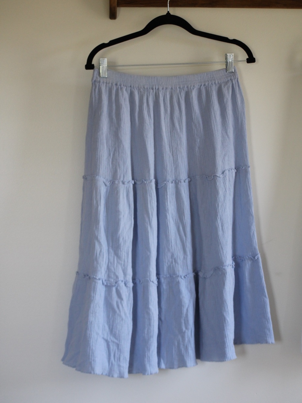 Light Blue Tiered Midi Skirt 100% cotton
